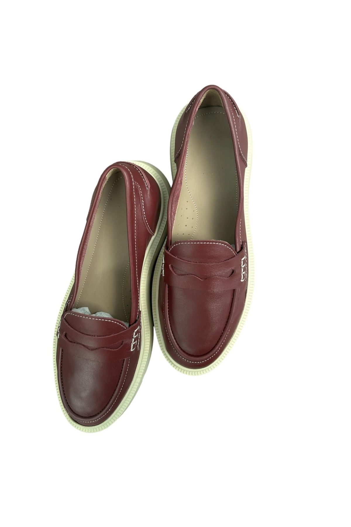 HAKİKİ KIRMIZI DERİ KADIN LOAFER